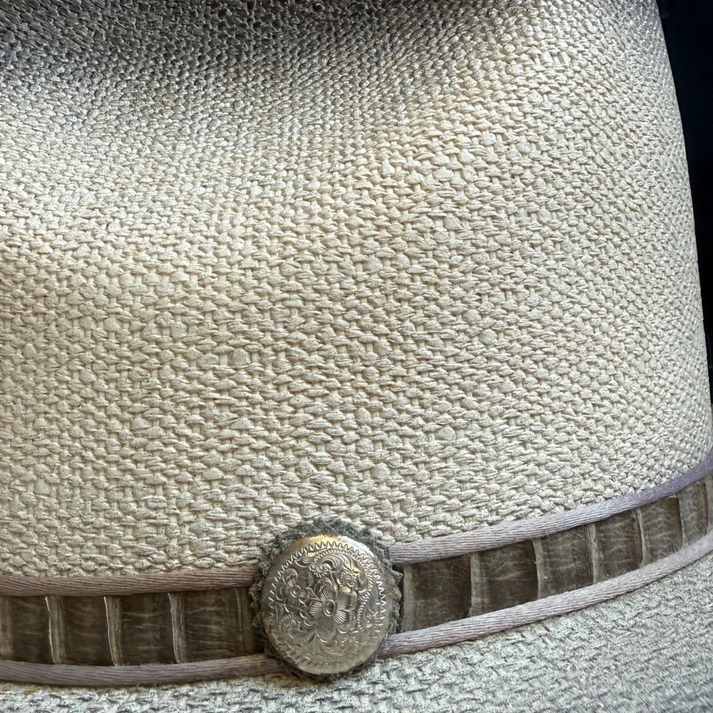 Charlie 1 Horse Straw Western Hat Size 7 3/8 Large Tan Brown Band
